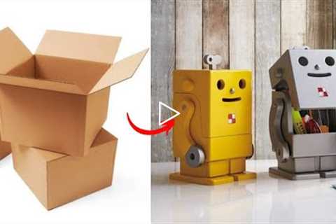 DIY a robot pencil holder ll cardboard craft