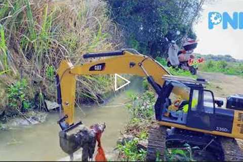 Strong Huina 336D RC Excavator Digging into Cannel PNM RC part 4