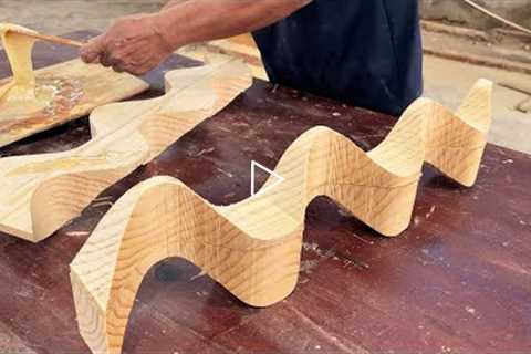 Woodworking Crafts Hands Always Creative Wonderful // Beautiful Curved Wooden Tea Table Design