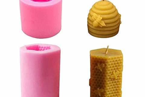 Fewo 2 Pack 3D Bee Honeycomb Candle Molds Beehive Silicone Mold for Homemade Beeswax Candle Soap..