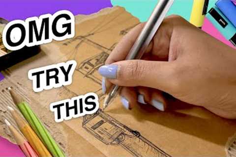 Tried Urban Sketching On Cardboard? 😱 | First Time Ever