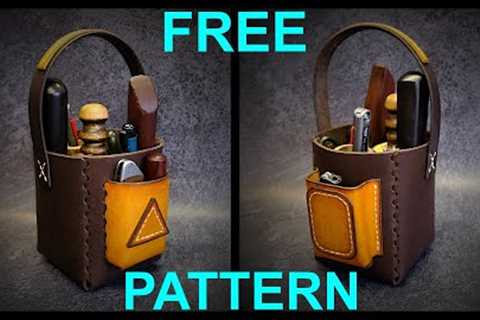 Free pattern - Tool organizer bag for leather crafter. Designed by Woolenpaw.