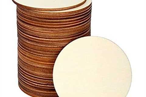 Blisstime 36 PCS 3 Inch Unfinished Wood Circles Round Slices with Sanding Sponge Wood Drink..