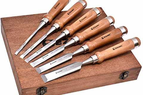 EZARC 6 Pieces Wood Chisel Tool Sets Woodworking Carving Chisel Kit with Premium Wooden Case for..