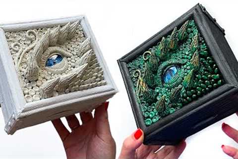 DIY Beautiful box made from recycled book pages | 3d dragon eye made of modelling clay