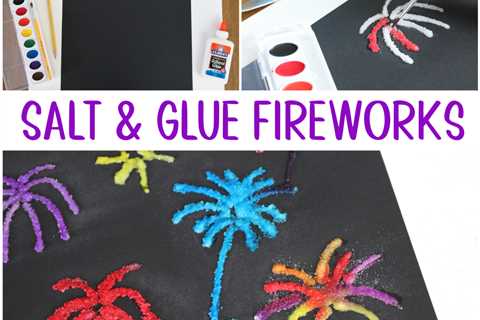 Fireworks Art for Kids with Glue, Salt, and Watercolors