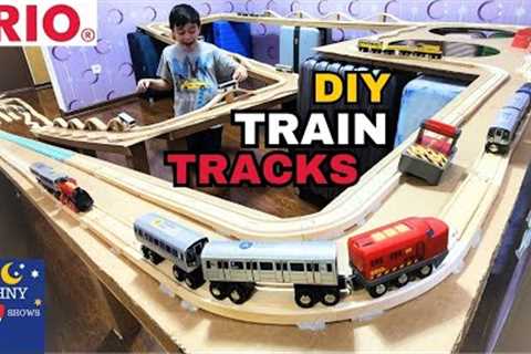 Johny Builds BIGGEST Wooden Track Layout Opens New Brio Trains & MTA Munipals Subway Train Toys