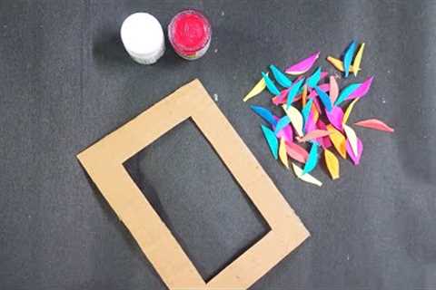 Photo frame making at home|Cardboard photo frame|Photo frame decoration ideas|Paper craft||