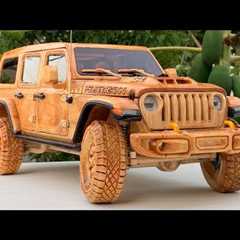 Wood Carving – 30 Days Crafting a Jeep Wrangler Rubicon with Natural Wood – Woodworking Art