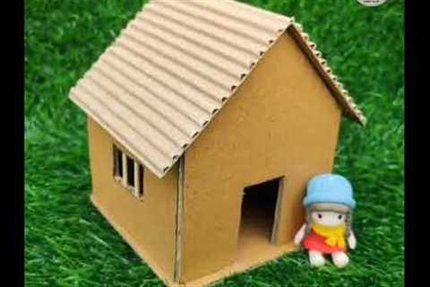 How to make a small Cardboard House Beautifully :: Easy Diy :: SimpleCrafts School Project  #shorts